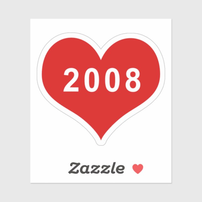 2008 Red Love Heart Vinyl Sticker (Sheet)