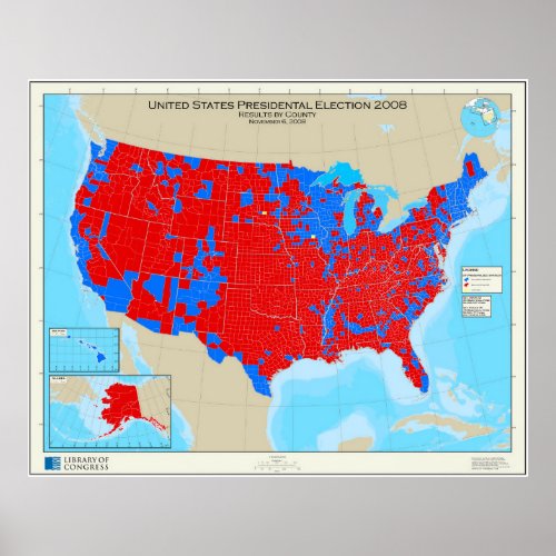 2008 United States Presidential Election Results Poster