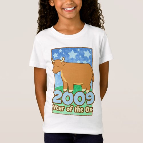 2009 Kids Year of Ox Kids Baby Doll Fitted Tee