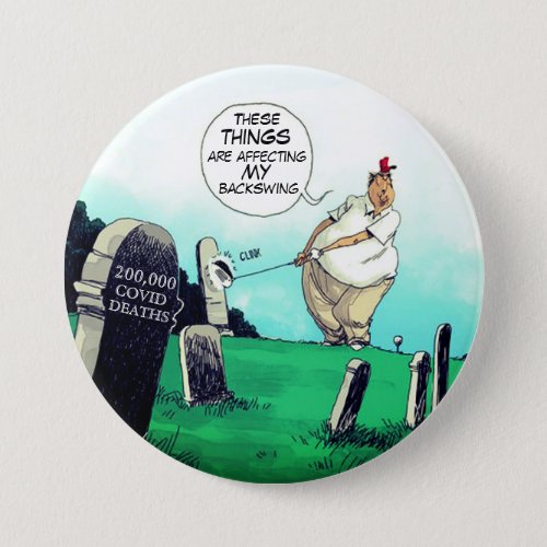 200000 dead and Trump golfs Button