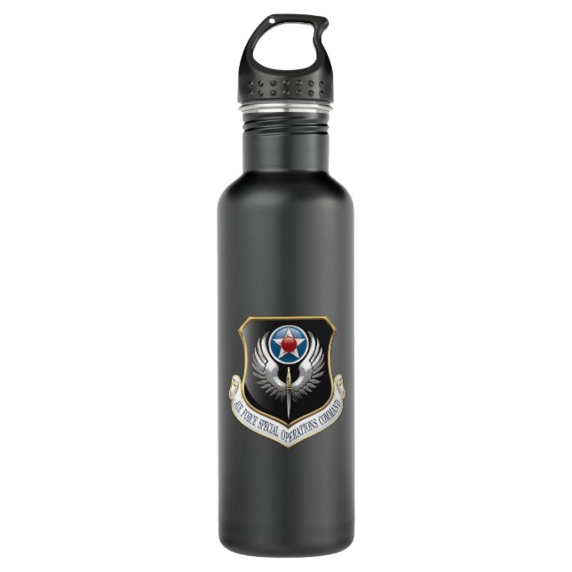 [200] AFSOC Emblem Stainless Steel Water Bottle (Front)
