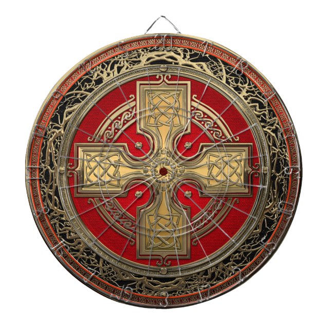 [200] Ancient Celtic Sacred Gold Knot Cross Dart Board (Front)