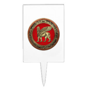 [200] Assyrian Winged Lion - Gold Lamassu Cake Topper