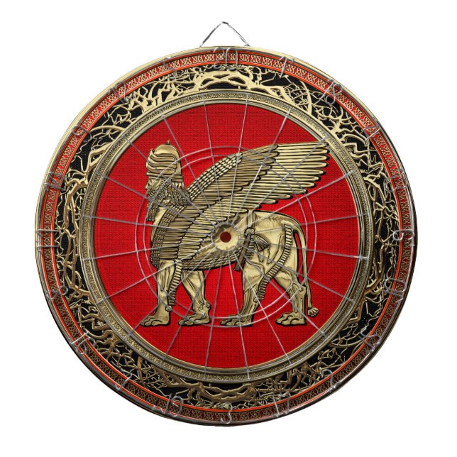 [200] Assyrian Winged Lion - Gold Lamassu Dart Board (Front)