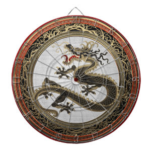 [200] Black and Gold Sacred Eastern Dragon Dart Board