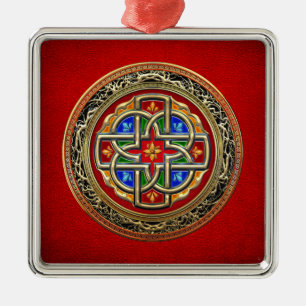 [200] Celtic Cross [Gold+Enamel] Metal Ornament