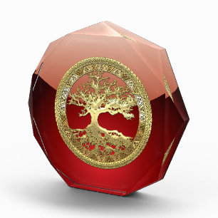 [200] Celtic Tree of Life [Gold] Acrylic Award