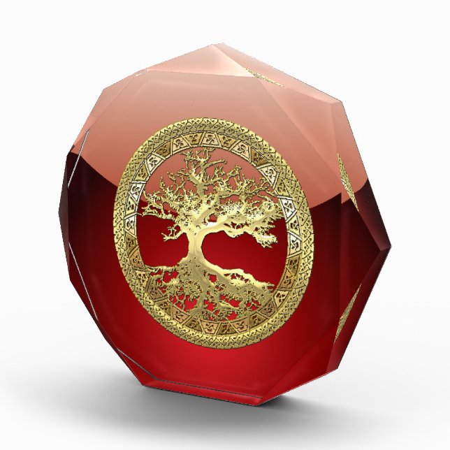 [200] Celtic Tree of Life [Gold] Acrylic Award (Right)
