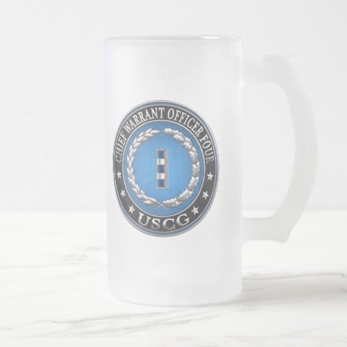 200 CG Chief Warrant Officer 4 CWO4 Frosted Glass Beer Mug