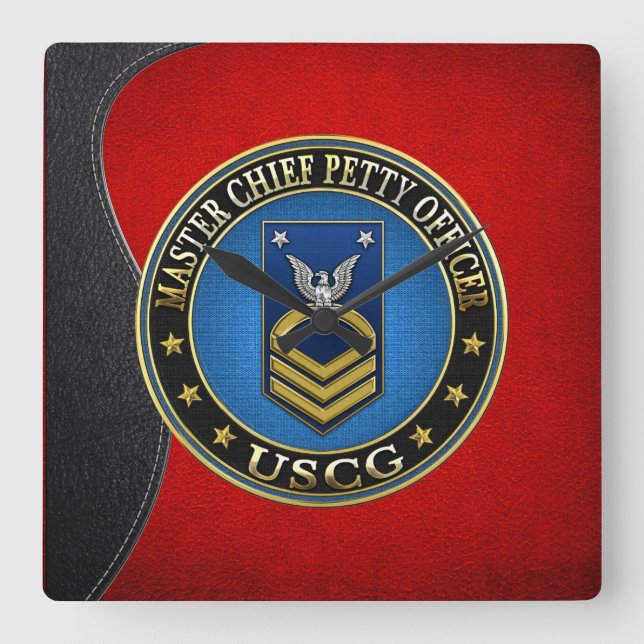 [200] CG: Master Chief Petty Officer (MCPO) Square Wall Clock (Front)