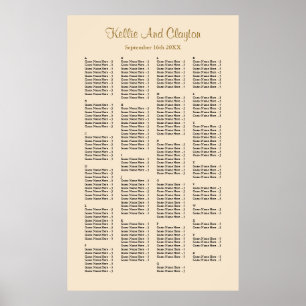 200 Champagne Simple Wedding Seating Chart