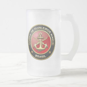 [200] Corpo De Fuzileiros Navais [Brasil] (CFN) Frosted Glass Beer Mug