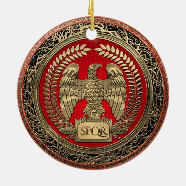 [200] Gold Roman Imperial Eagle Ceramic Ornament (Back)