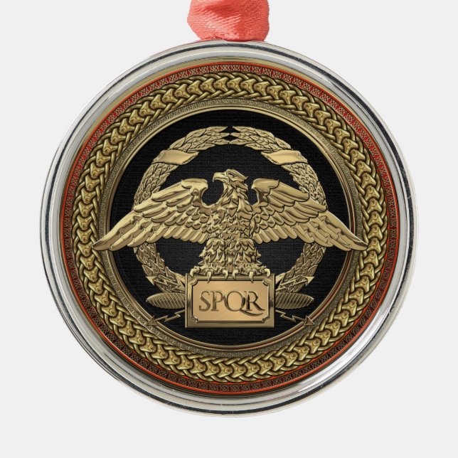 [200] Gold Roman Imperial Eagle on Gold Medallion Metal Ornament (Front)