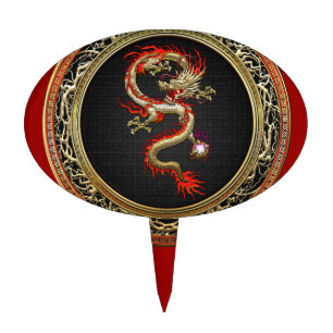 [200] Golden Chinese Dragon Fucanglong Cake Topper