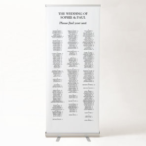 200 Guest Alphabetical Wedding Seating Chart Retractable Banner