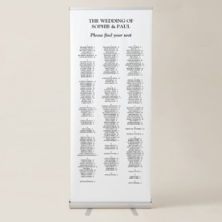 200 Guest Alphabetical Wedding Seating Chart Retractable Banner