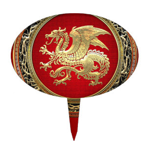 [200] Icelandic Dragon, Landvættir [Gold] Cake Topper