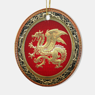 [200] Icelandic Dragon, Landvættir [Gold] Ceramic Ornament