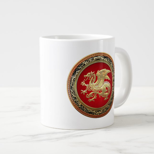 [200] Icelandic Dragon, Landvættir [Gold] Giant Coffee Mug (Front Right)