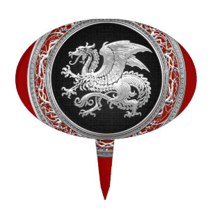 [200] Icelandic Dragon, Landvættir [Silver] Cake Topper