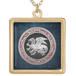 [200] Icelandic Dragon, Landvættir [Silver] Gold Plated Necklace