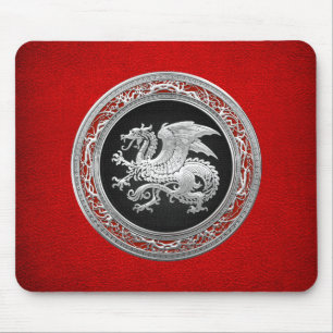 [200] Icelandic Dragon, Landvættir [Silver] Mouse Pad