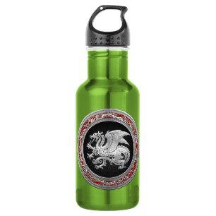 [200] Icelandic Dragon, Landvættir [Silver] Stainless Steel Water Bottle