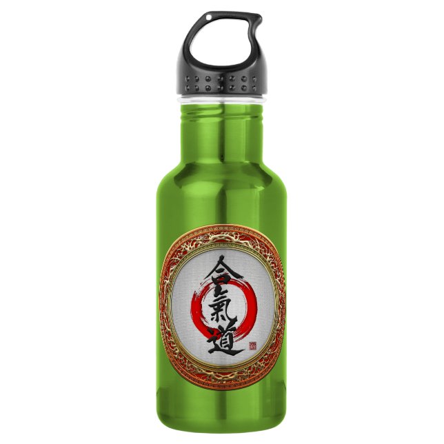 [200] Japanese calligraphy - Aikido Water Bottle (Front)