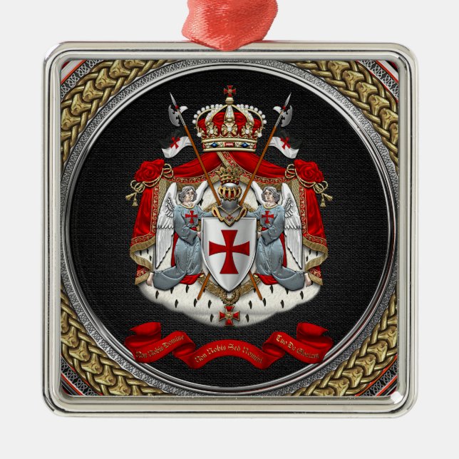 [200] Knights Templar Coat of Arms Metal Ornament (Front)