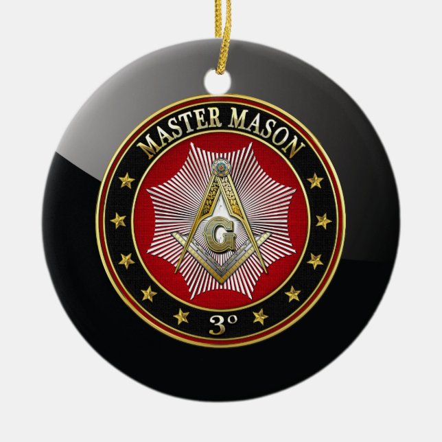 [200] Master Mason - 3rd Degree Square & Compasses Ceramic Ornament (Front)