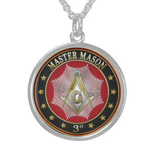 [200] Master Mason - 3rd Degree Square & Compasses Sterling Silver Necklace