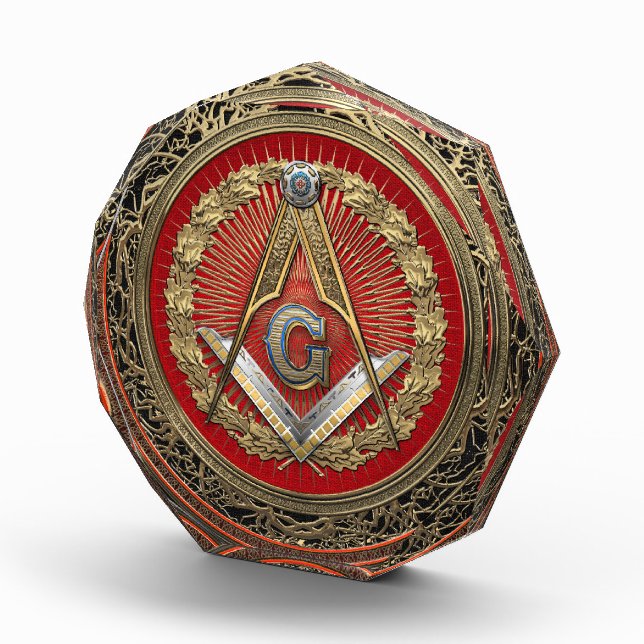 [200] Master Mason - Gold Square & Compasses Acrylic Award (Right)