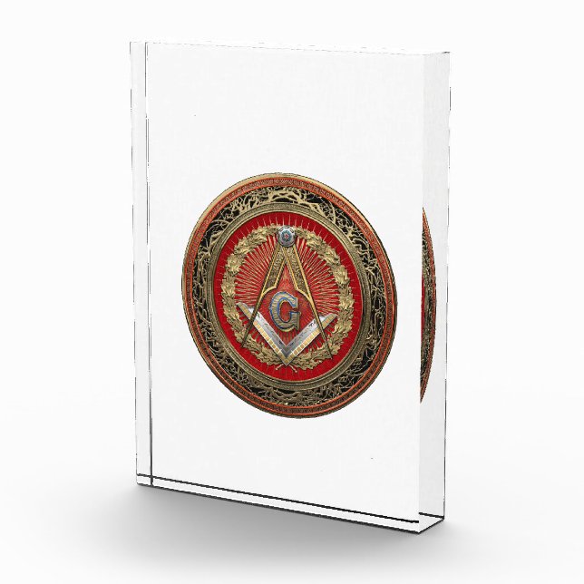 [200] Master Mason - Gold Square & Compasses Acrylic Award (Right)