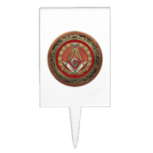 [200] Master Mason - Gold Square & Compasses Cake Topper