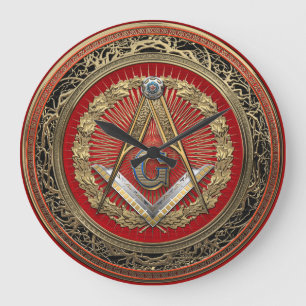 [200] Master Mason - Gold Square & Compasses Large Clock