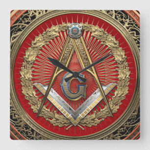 [200] Master Mason - Gold Square & Compasses Wall Clock