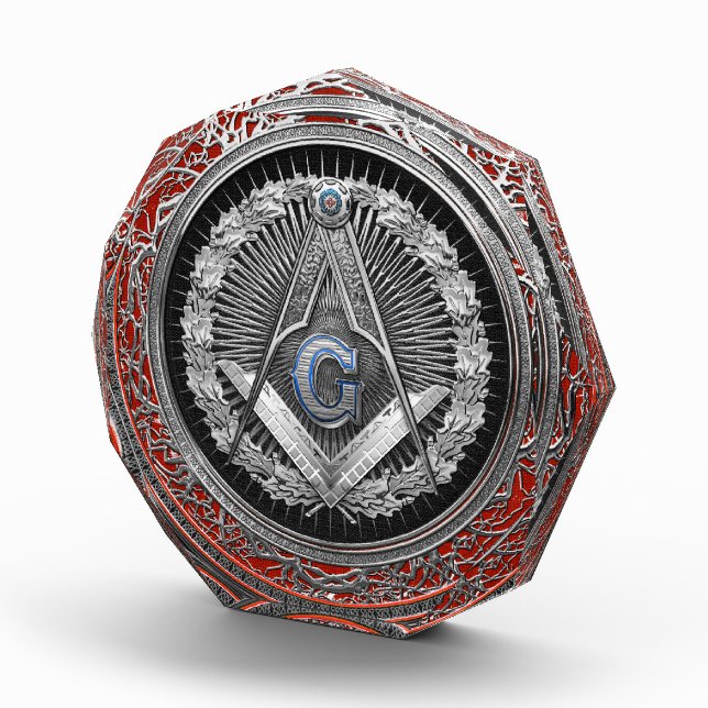[200] Master Mason - Silver Square & Compasses Acrylic Award (Right)