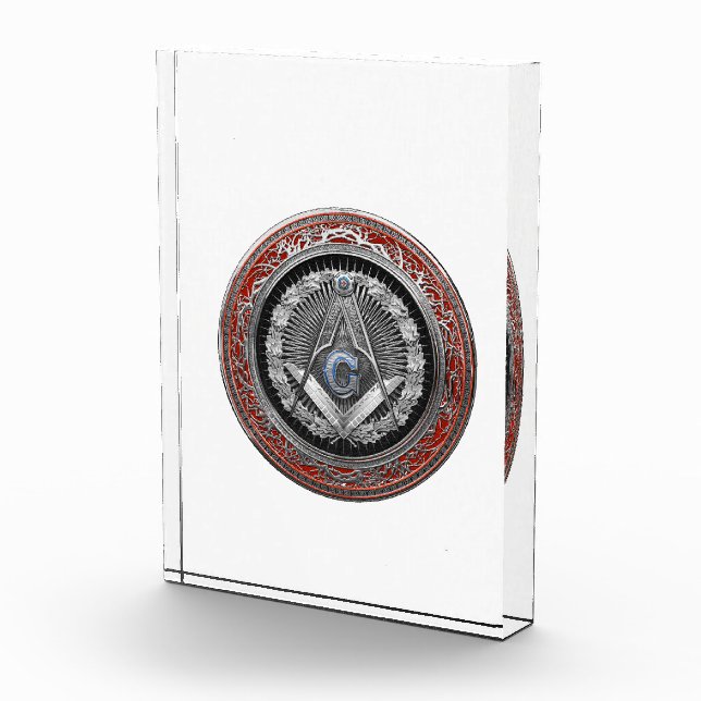 [200] Master Mason - Silver Square & Compasses Acrylic Award (Right)