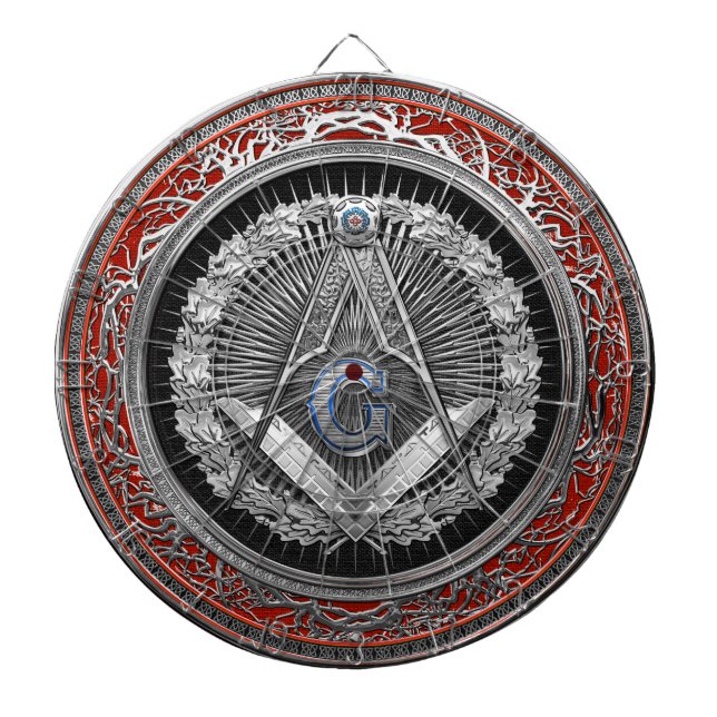 [200] Master Mason - Silver Square & Compasses Dart Board (Front)