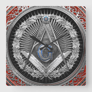 [200] Master Mason - Silver Square & Compasses Wall Clock