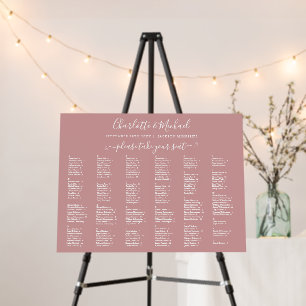 200 Names Dusty Rose Wedding Seating Chart Sign