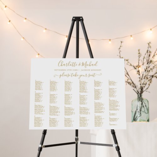200 Names Gold Wedding Seating Chart Sign