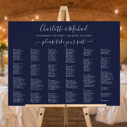 200 Names Navy Blue Wedding Seating Chart Sign