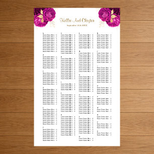 200 Pink And Gold Floral Wedding Seating Chart Foam Board