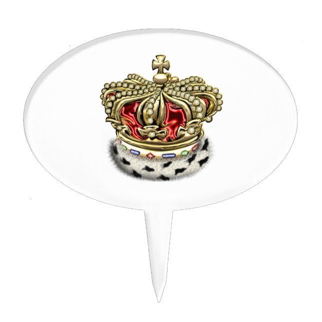 [200] Prince [King] Royal Crown [Fur+Gold][Red] Cake Topper (Front)