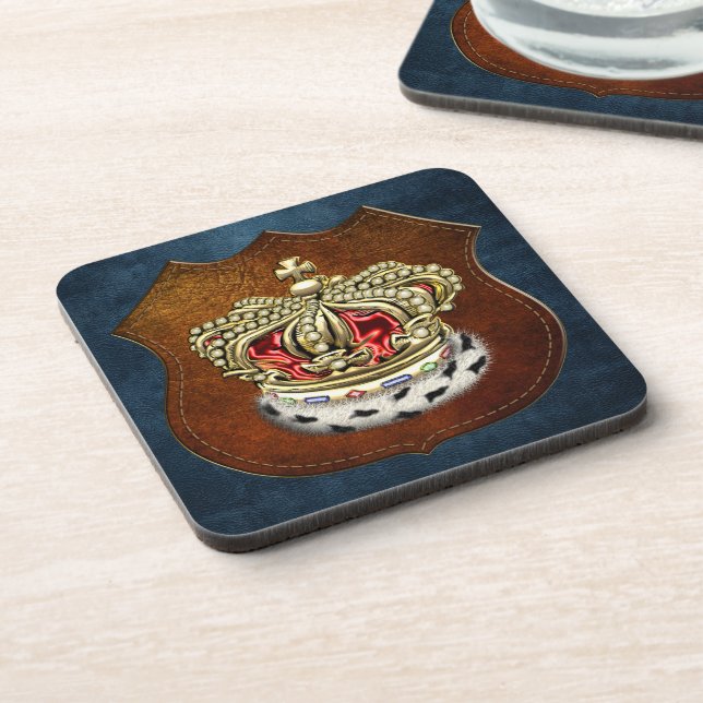 [200] Prince [King] Royal Crown [Fur+Gold][Red] Coaster (Left Side)