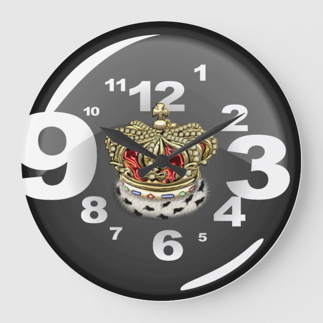 [200] Prince [King] Royal Crown [Fur+Gold][Red] Large Clock (Front)