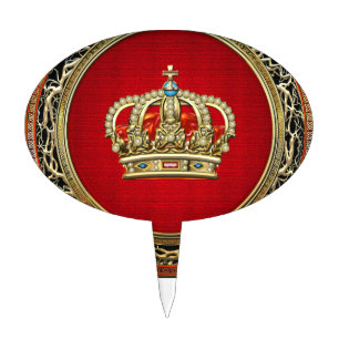 [200] Prince-Princess King-Queen Crown [Belg.Gold] Cake Topper