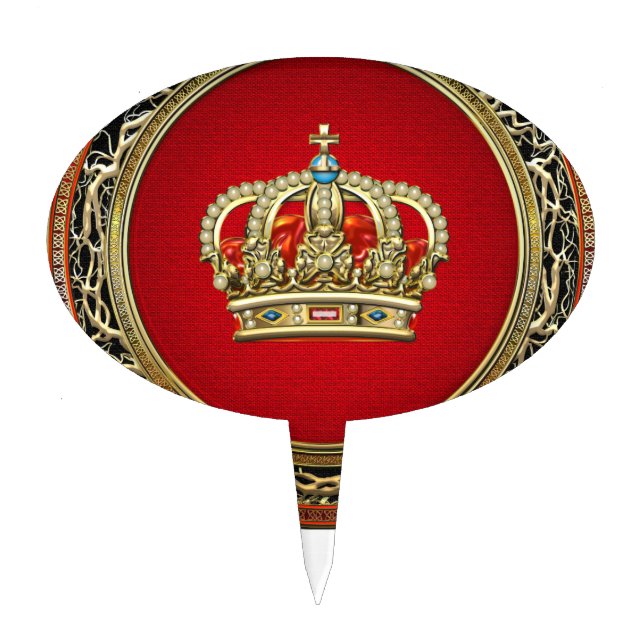 [200] Prince-Princess King-Queen Crown [Belg.Gold] Cake Topper (Front)